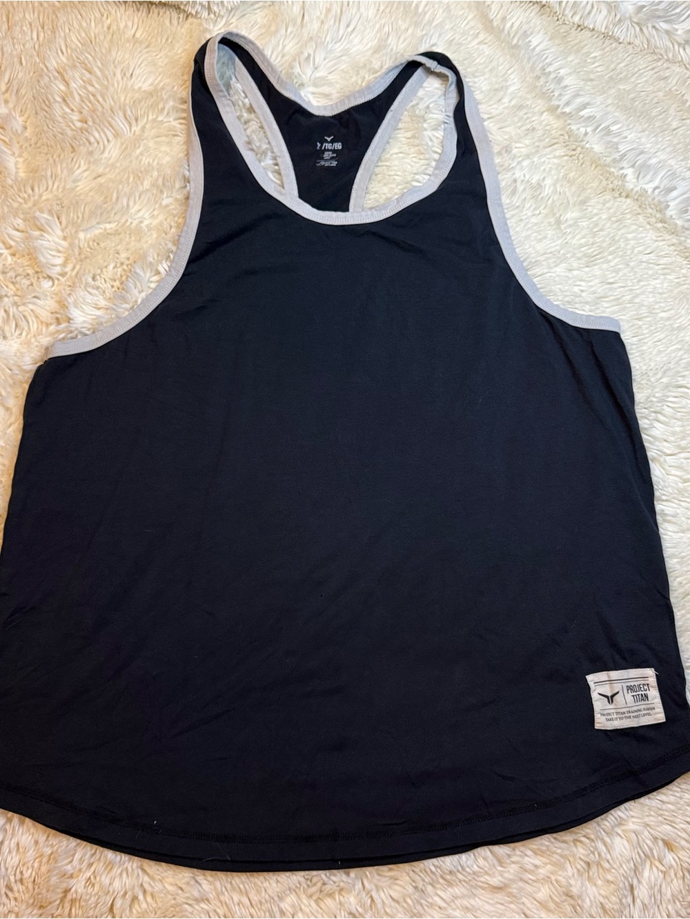 Project Titan Men’s size XL Black stringer Tank Top with white trim